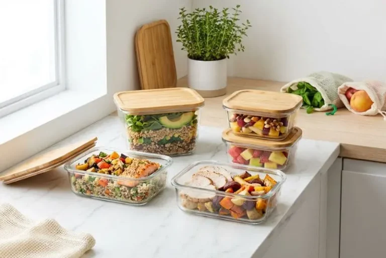 Glass Meal Prep Containers with Bamboo Lids