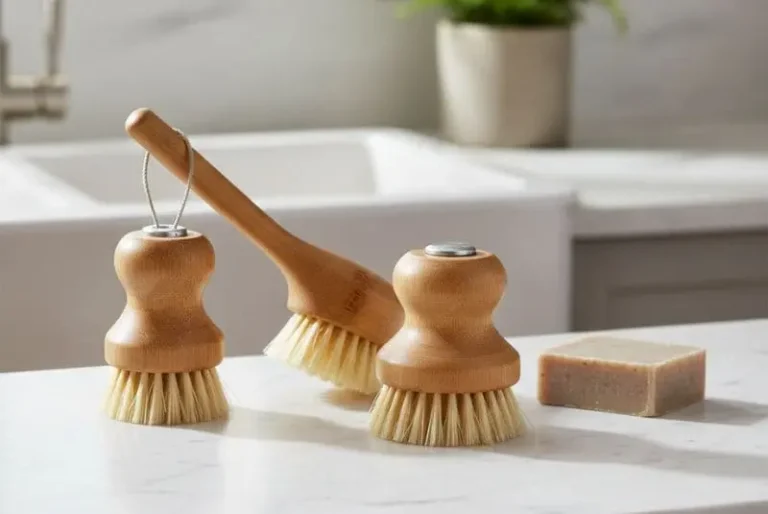 Natural Bamboo Dish Brush Set with Sisal Bristles