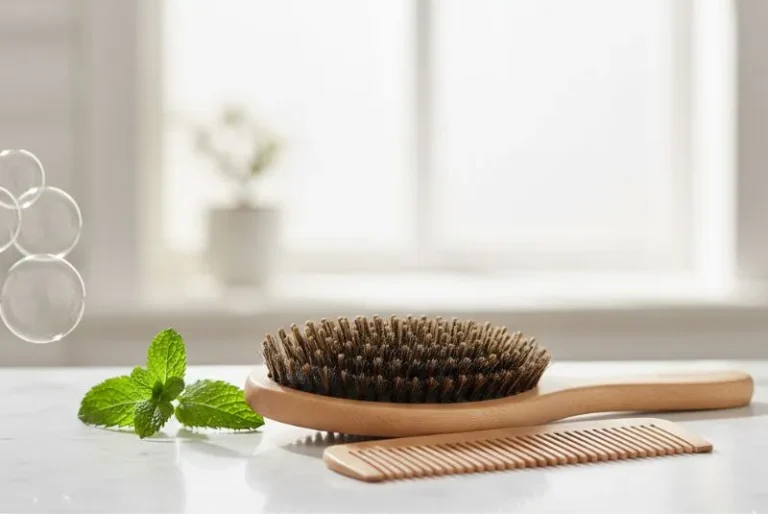Wooden Hair Brush & Comb