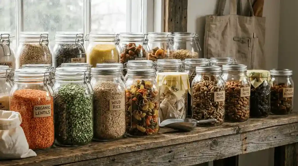 clean glass jars or cloth bags